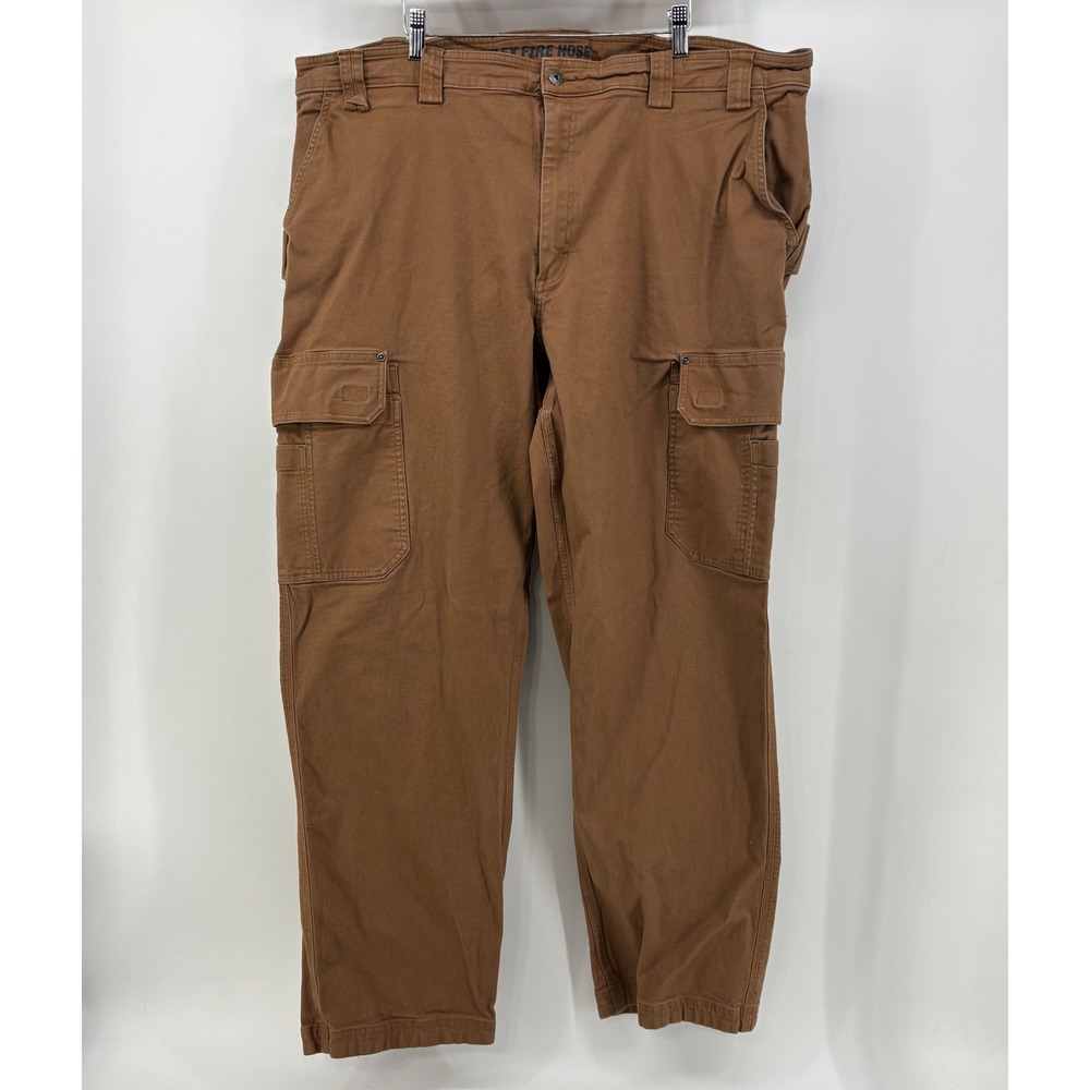 Duluth Trading Co Flex Fire Hose Cargo Pants Men 48x34 Relaxed Fit Brown Stretch